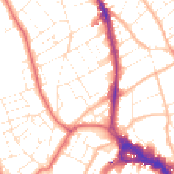 Daytime road noise heatmap for BS8 2BQ