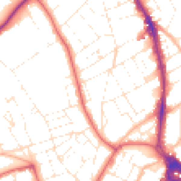 Daytime road noise heatmap for BS8 2BU
