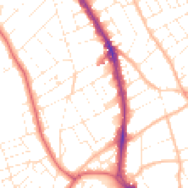 Daytime road noise heatmap for BS8 2DH
