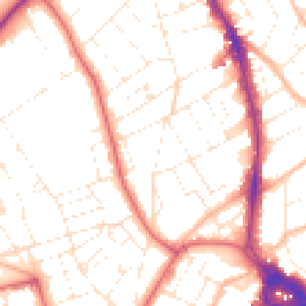 Daytime road noise heatmap for BS8 2EW