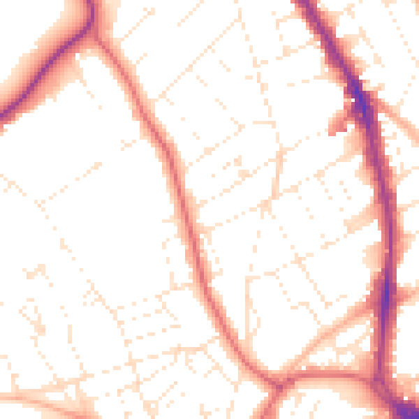 Daytime road noise heatmap for BS8 2HN