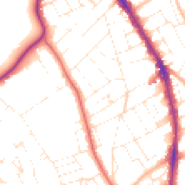 Daytime road noise heatmap for BS8 2JE
