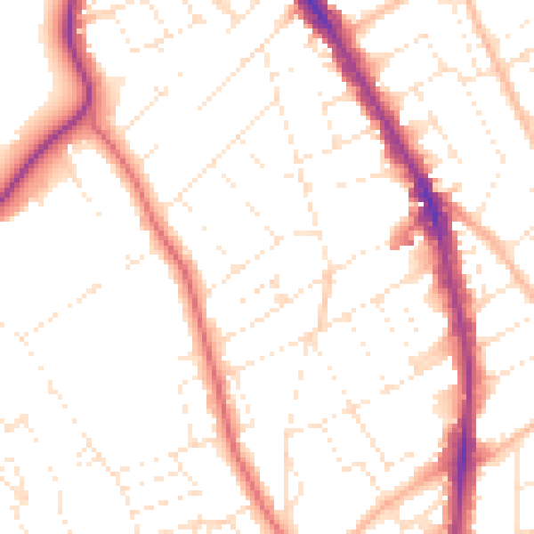 Daytime road noise heatmap for BS8 2JG