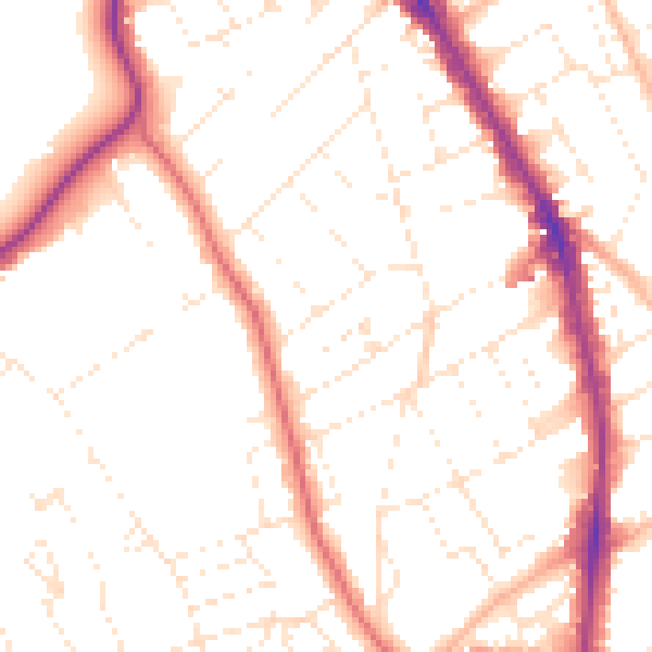 Daytime road noise heatmap for BS8 2JQ