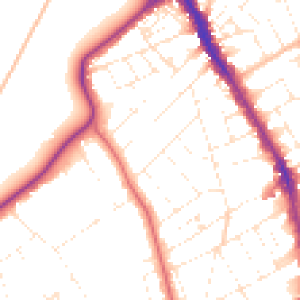 Daytime road noise heatmap for BS8 2JT