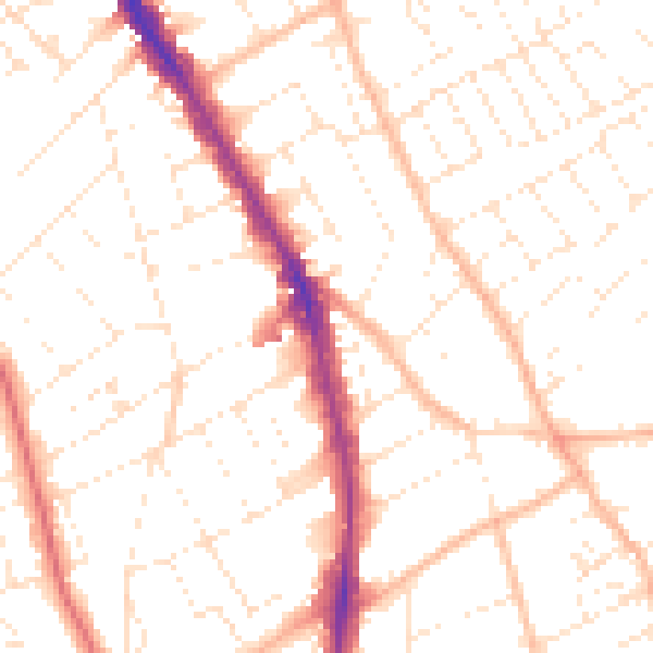Daytime road noise heatmap for BS8 2PB