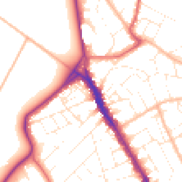 Daytime road noise heatmap for BS8 2XZ