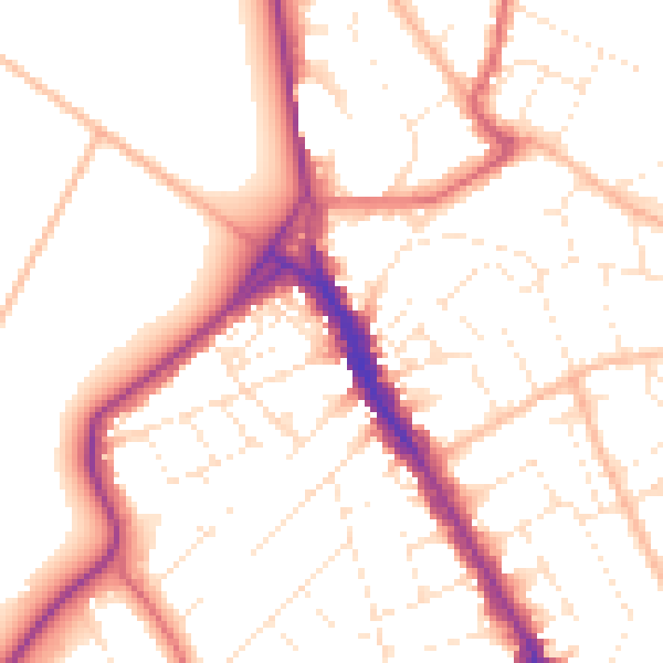 Daytime road noise heatmap for BS8 2YA