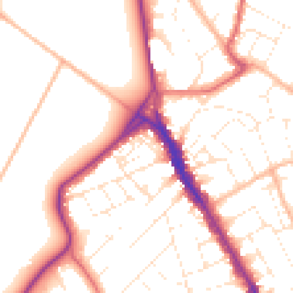Daytime road noise heatmap for BS8 2YF