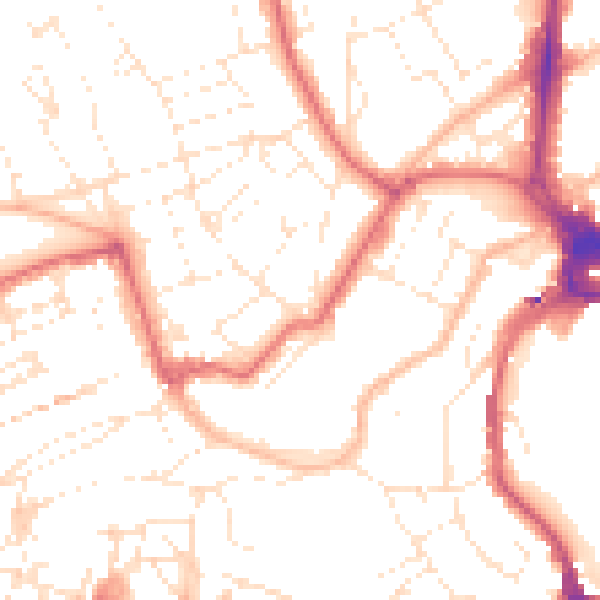 Daytime road noise heatmap for BS8 3AE
