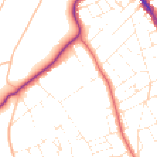 Daytime road noise heatmap for BS8 3HB