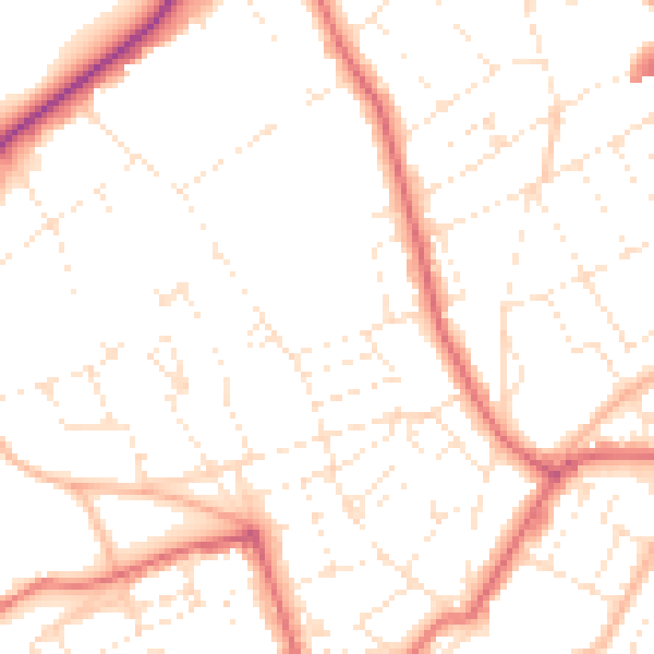 Daytime road noise heatmap for BS8 3JL
