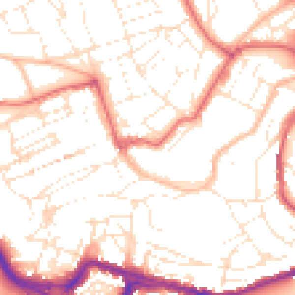 Daytime road noise heatmap for BS8 4EP