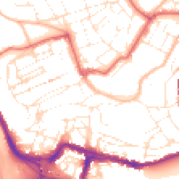 Daytime road noise heatmap for BS8 4HW