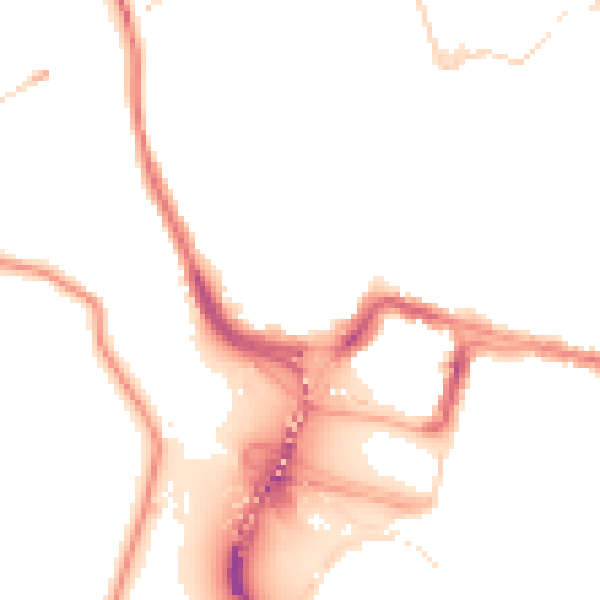 Night-time road noise heatmap for BS8 4LY