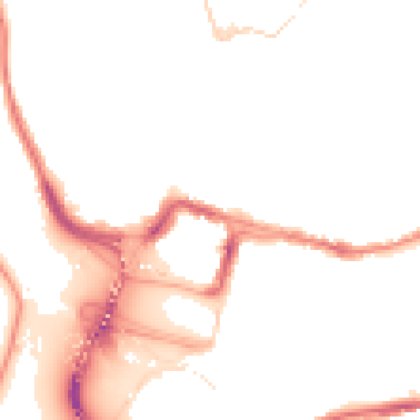 Night-time road noise heatmap for BS8 4SW