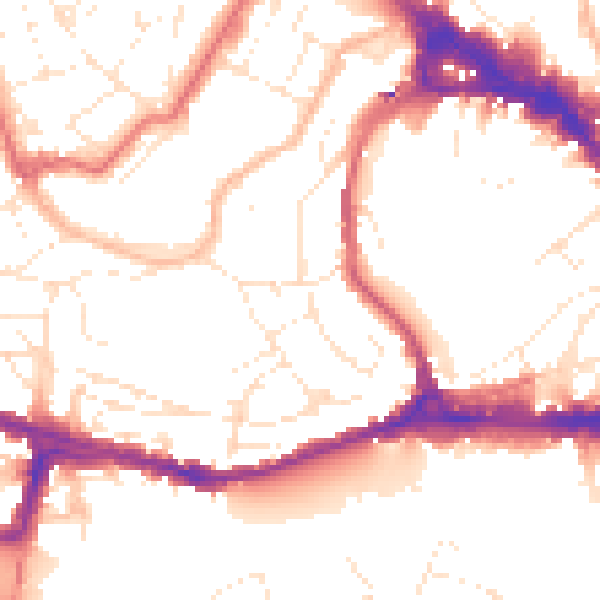 Daytime road noise heatmap for BS8 4TD