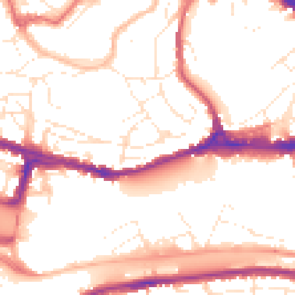 Daytime road noise heatmap for BS8 4TU