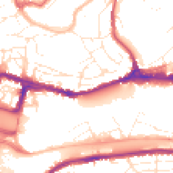 Daytime road noise heatmap for BS8 4TY