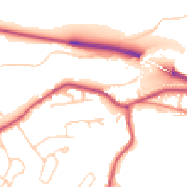 Daytime road noise heatmap for CA12 4LQ