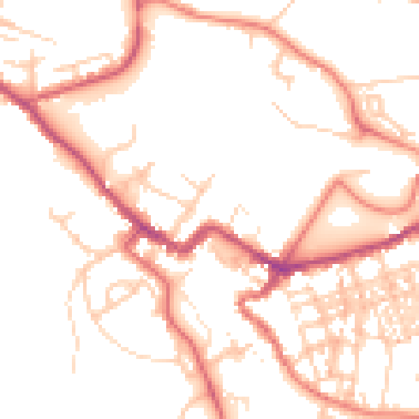 Daytime road noise heatmap for CA12 5JQ