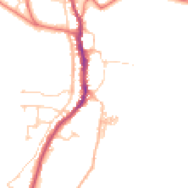 Daytime road noise heatmap for CA17 4AQ
