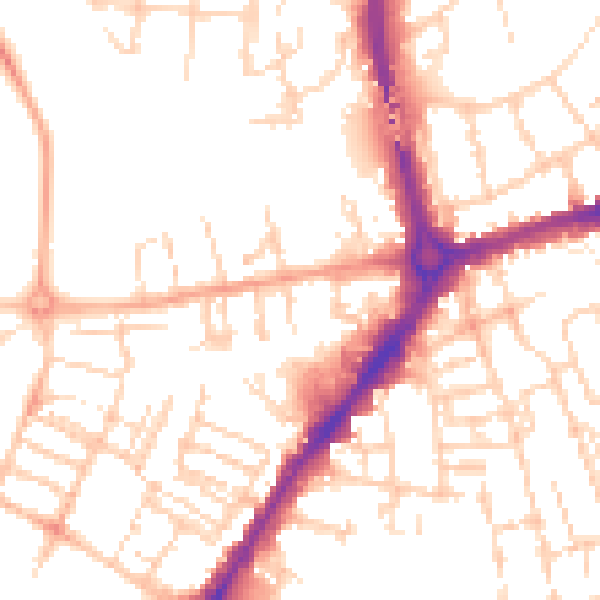 Daytime road noise heatmap for CB1 1AS