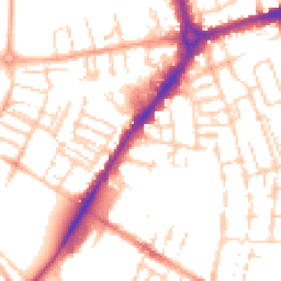 Daytime road noise heatmap for CB1 1BL