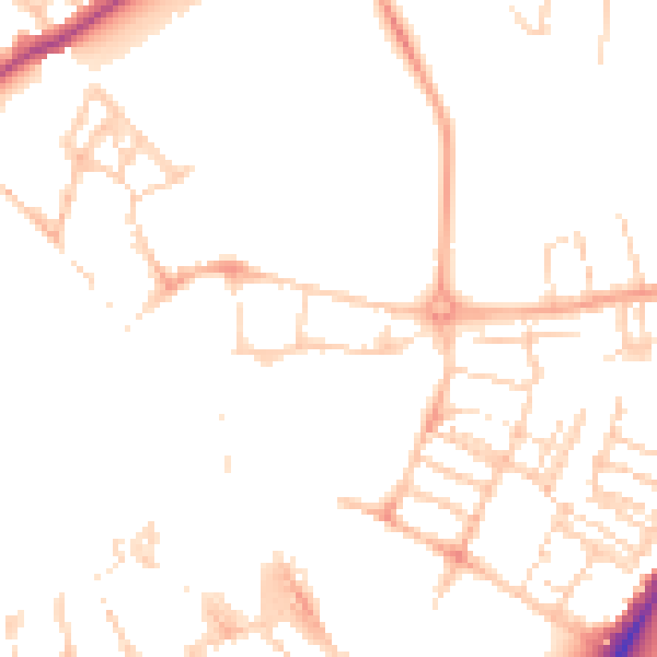 Daytime road noise heatmap for CB1 1LJ