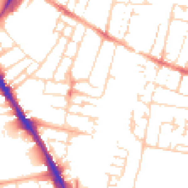 Daytime road noise heatmap for CB1 2BL