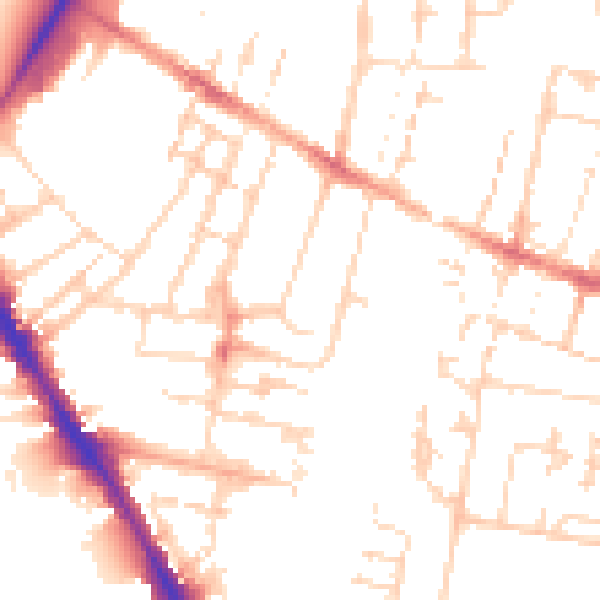 Daytime road noise heatmap for CB1 2BY