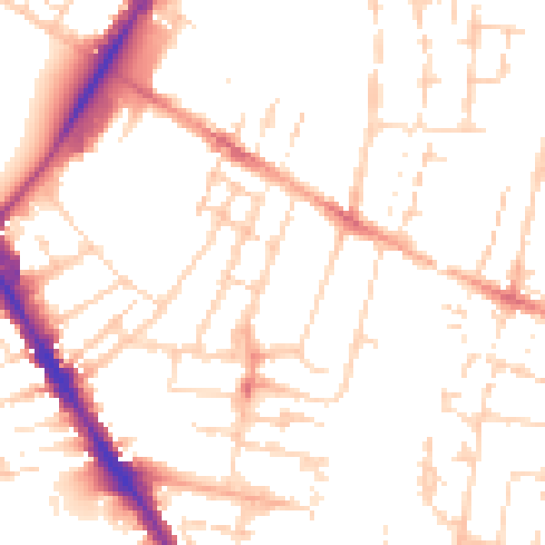 Daytime road noise heatmap for CB1 2DG