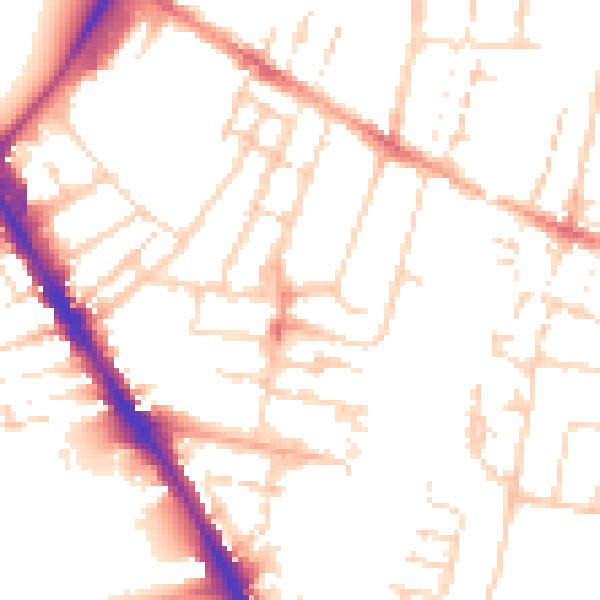 Daytime road noise heatmap for CB1 2DJ