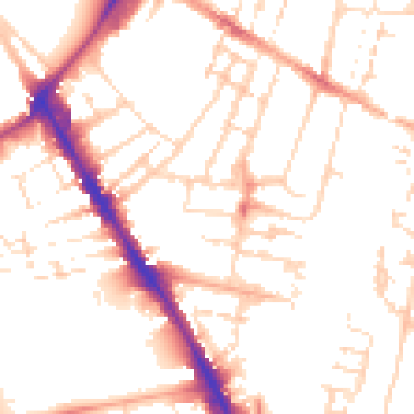 Daytime road noise heatmap for CB1 2DY
