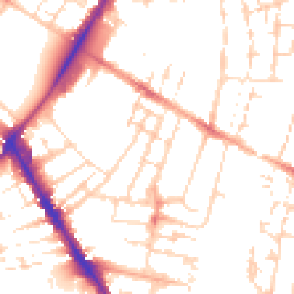 Daytime road noise heatmap for CB1 2EA