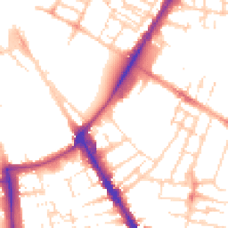 Daytime road noise heatmap for CB1 2EB