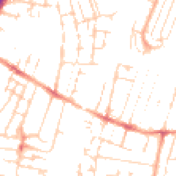 Daytime road noise heatmap for CB1 2GJ