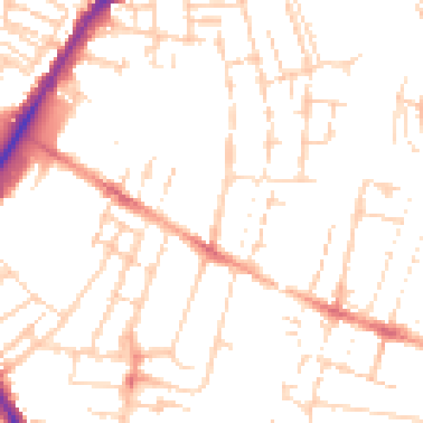 Daytime road noise heatmap for CB1 2LJ