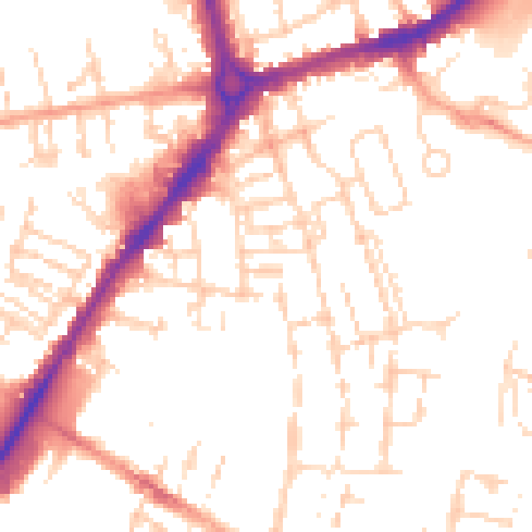 Daytime road noise heatmap for CB1 2LS