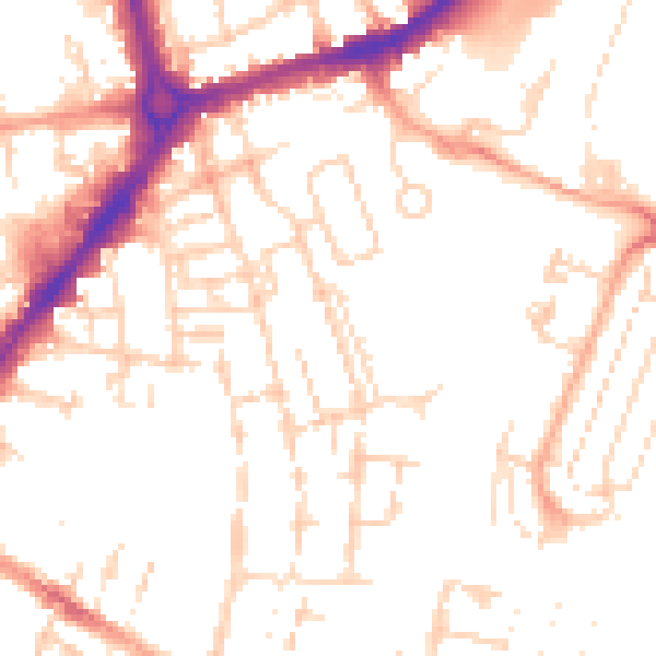 Daytime road noise heatmap for CB1 2PZ