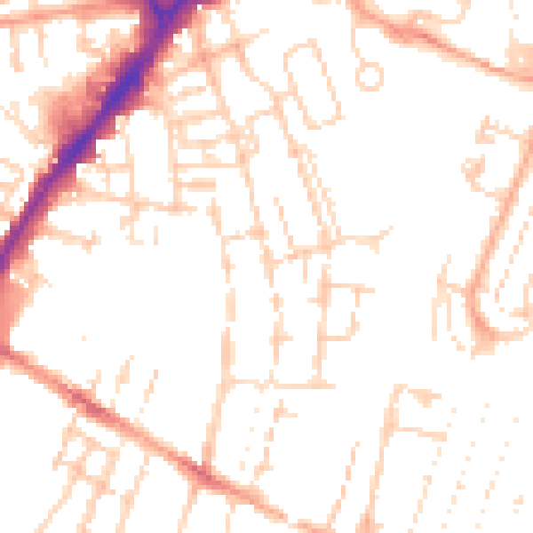 Daytime road noise heatmap for CB1 2QQ