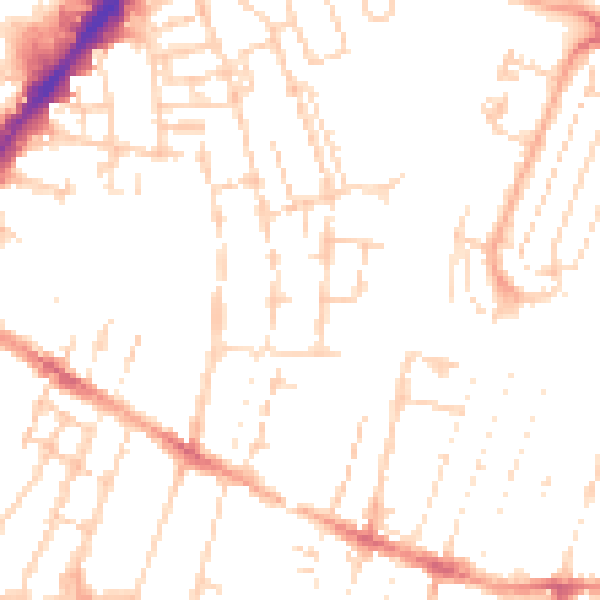 Daytime road noise heatmap for CB1 2QW