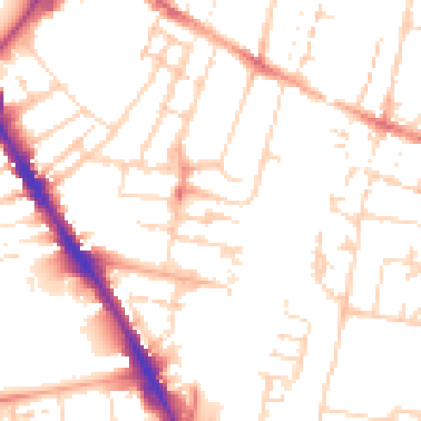Daytime road noise heatmap for CB1 2XN