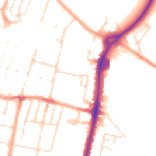 Daytime road noise heatmap for CB1 3DQ