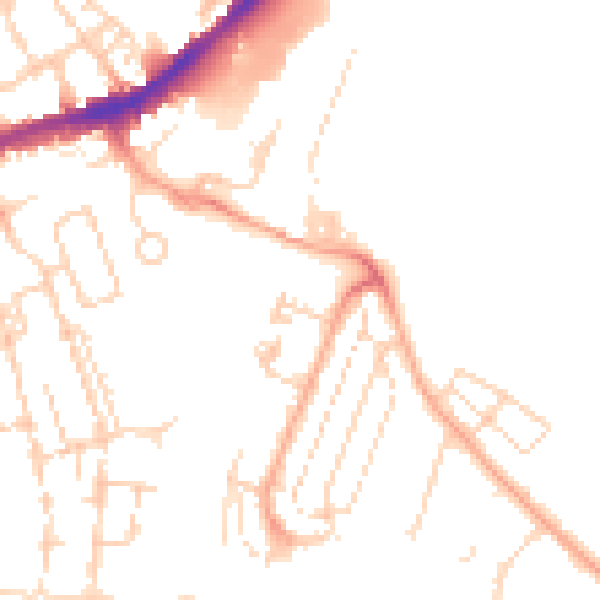 Daytime road noise heatmap for CB1 3FB