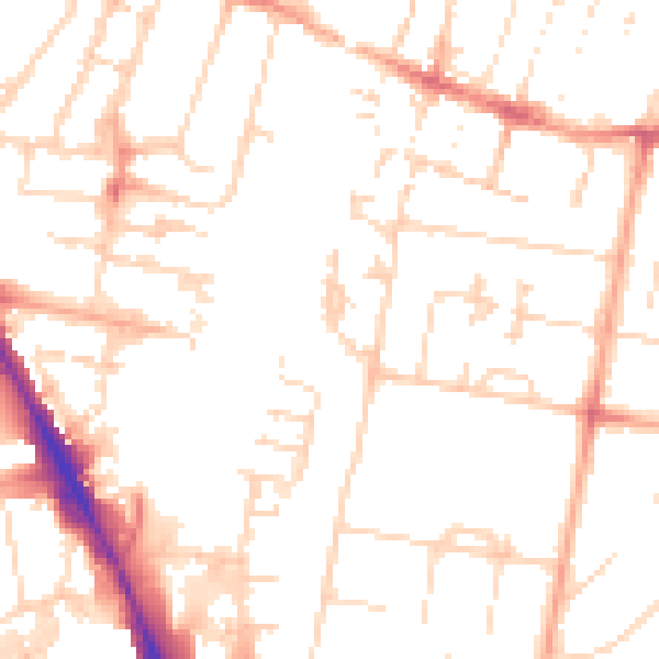 Daytime road noise heatmap for CB1 3RD