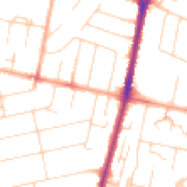 Daytime road noise heatmap for CB1 7AU