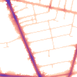 Daytime road noise heatmap for CB1 7UY