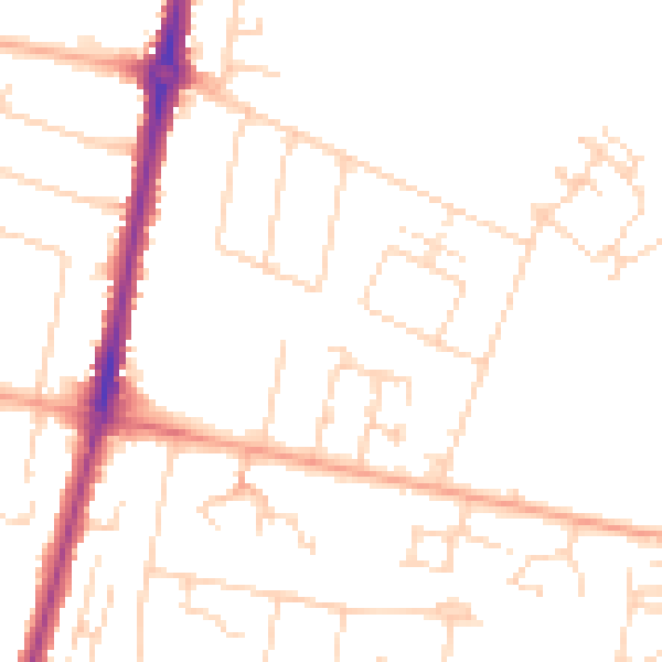 Daytime road noise heatmap for CB1 8BN