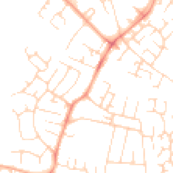 Daytime road noise heatmap for CB1 9LU